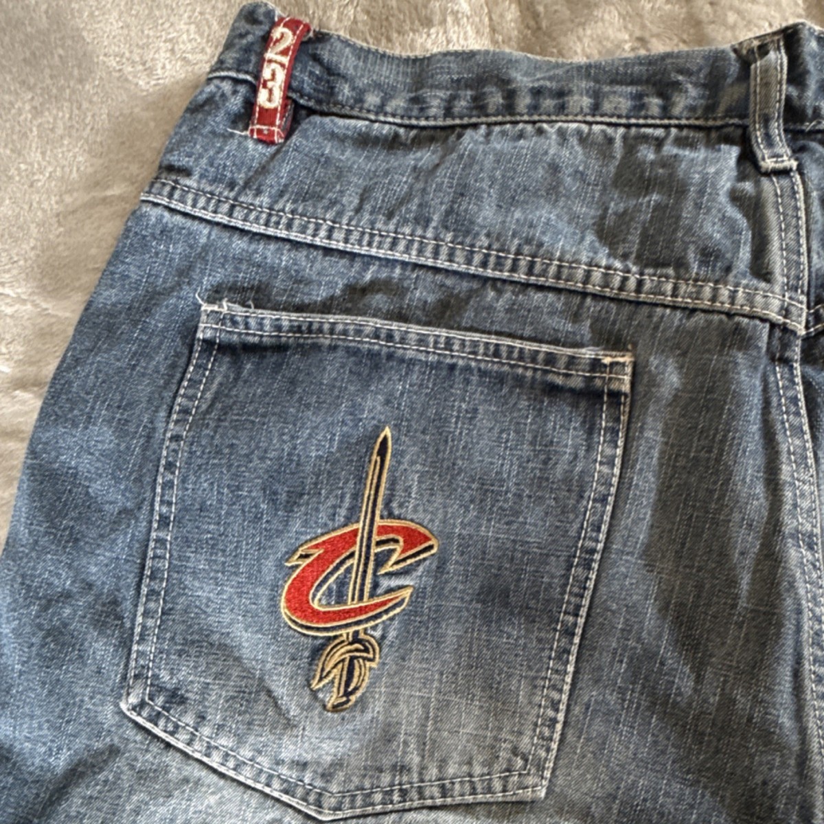 UNK Denim NBA Cavaliers LeBron James 23 Embroidered Logo Straight