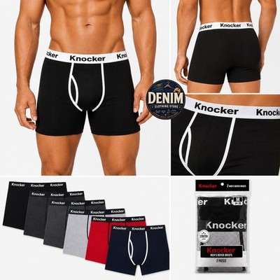2 4 6 Pack Knocker Men's Boxer Briefs Soft Stretch Cotton Underwear with Fly