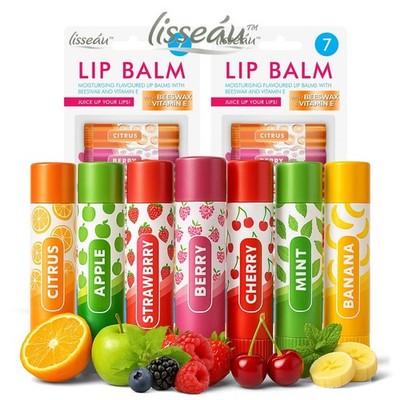 7-70 Lippenbalsam mit fruchtigem Geschmack Set Multipack feuchtigkeitsspendendes Bienenwachs Vitamin E