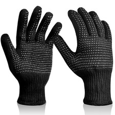 Heat Resistant Gloves for Hair Styling with Silicone Bumps Professional Thermal