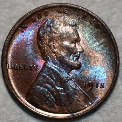 Brilliant Uncirculated 1915-P Lincoln Cent, Beautifully Toned & Razor-Sharp.