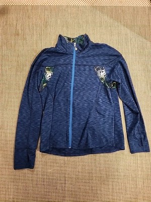 Catherine Malandrino women's blue pattern athletic jacket size XL full zip