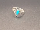 WHEELER MFG Sterling Silver Vintage Turquoise Feather Ring Size 7 1/2