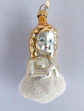 Adorno De Colección Vidrio Soplado a Mano Polonia Ángel En la Nube 4.5" Navidad