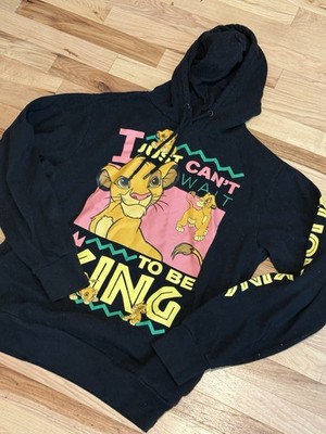 Disney The Lion King Hoodie Unisex Medium Simba Art Black Pullover