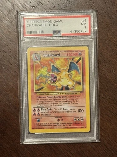 PSA 7 NM 1999 Charizard Base Set Unlimited Holo Rare Pokemon 4/102 Rare