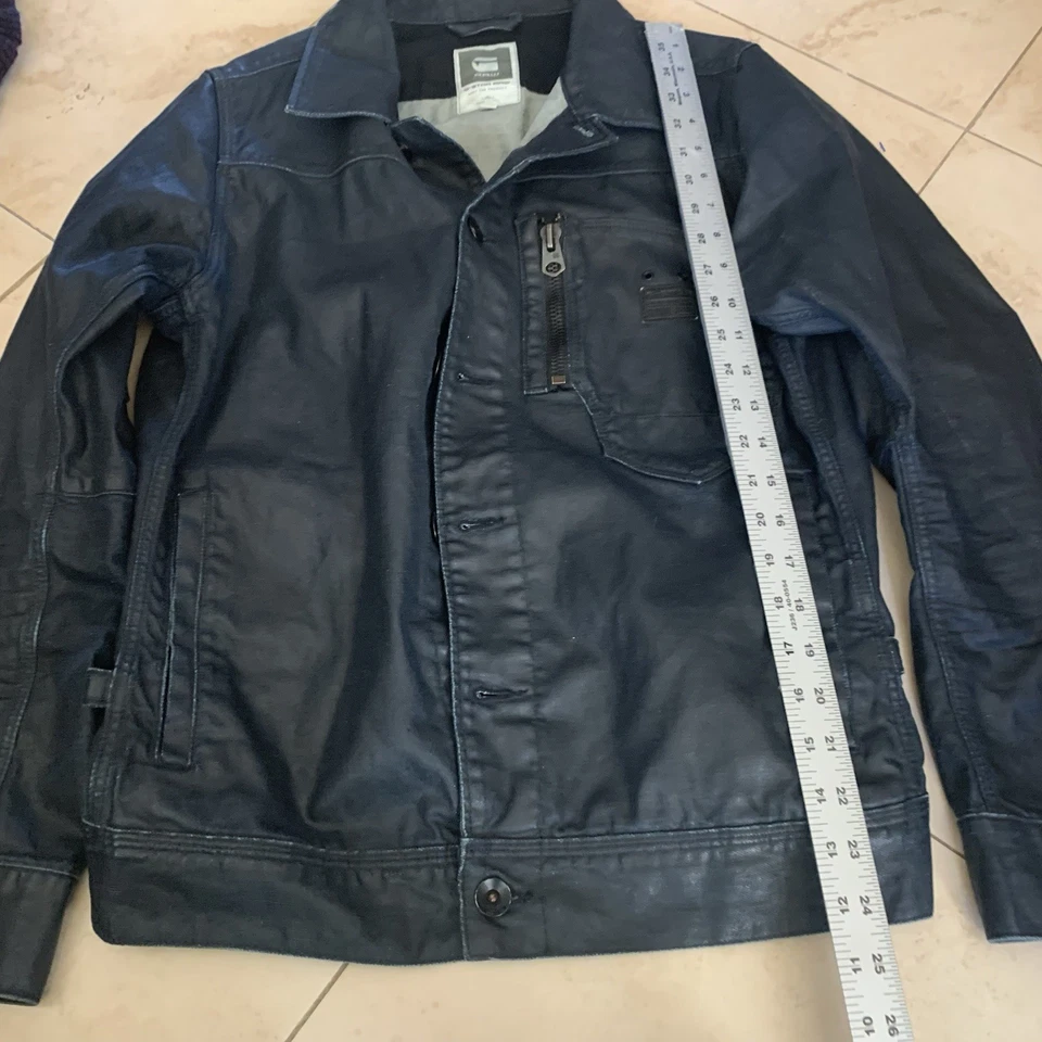 Chaqueta G-Star Cruda Encerada Denim Algodón Abrigo Militar Lona Ejército Talla Grande Talla L Foto 3 de 4