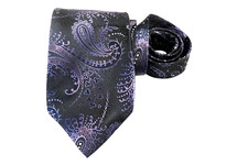 ROBERTO VILLINI MEN'S TIE BLACK, PURPLE/PAISLEY WIDTH: 3.7/8" LENGTH: 60"