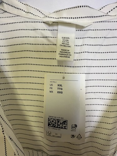Abito stile camicia H&M, scollo a V, colletto, midi bianco/spighe nuovo con etichetta tg 2XL - Foto 3 di 4