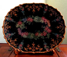 Maitland-Smith Floral Decorated Tole Type Tray with Stand 28" x 22.25"