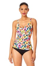 Anne Cole Women's Gradient Floral Twist Front Underwire Tankini Swim Top,