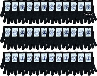 36 Units of Yacht & Smith Unisex Black Magic Gloves Knitted Stretch Gloves,Black