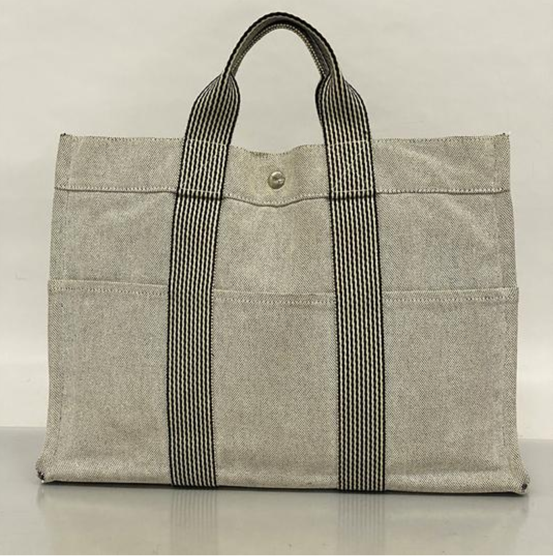 HERMES Fourre Tout MM Tote Bag Canvas Gray A4 Handbag | eBay