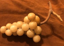 VINTAGE ITALIAN ALABASTER GRAPE BUNCH WITH WOOD STEM 10"