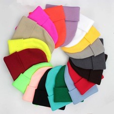 1-10pcs Winter Beanie Hats, Unisex Thermal Toboggan Cold Weather Cuffed Caps