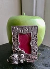 Vintage 1980s Hudson Fine Pewter Miniature Picture Frame 3D Bunny Rabbit 2"H