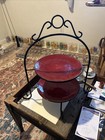 2 Tier Wrought Iron Pie Or Plate Stand With Plates — photo 1