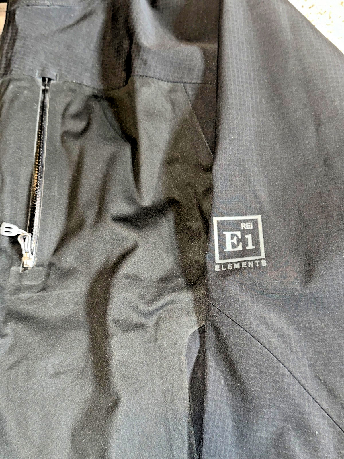 REI Elements E1 Men's Black Rain Jacket Hooded Wa… - image 10