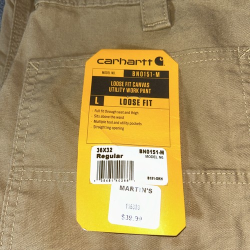 Pantaloni da lavoro uomo Carhartt larghi in tela modello #BN0151-M 36x32 atto 36 x 35 - Foto 2 di 11
