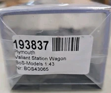 1/43 Scale, BOS, BEST OF SHOW, 1960 Plymouth Valiant, Box Only, See Ad. (13G)