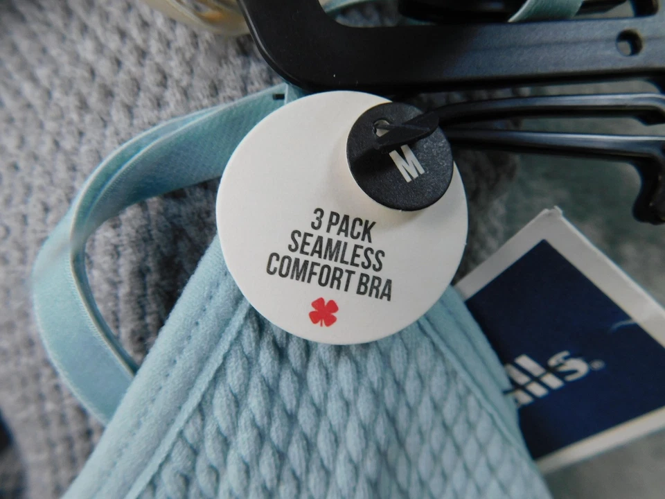 Sujetador Lucky Brand Mujer Medio Neutro Azul Gris Paquete de 3 Sin Costuras Comodidad Inalámbrico Foto 4 de 4