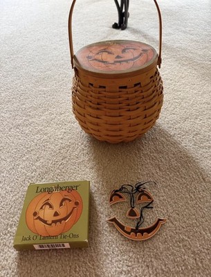2001 LONGABERGER Pumpkin Patch BASKET Jack-O-Lantern with Face and Lid