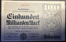 Notgeld 100 Milliarden Hamburg  19221