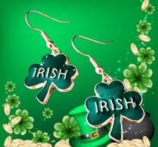 St Patricks Day Shamrock Earrings Dangle Hooks New Irish Festival Party Parade