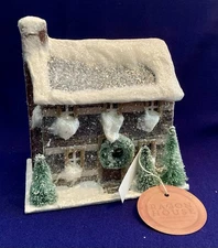 Illuminated Log Cabin Christmas Village Cottage 6" Ragon House Lights Putz VIDEO