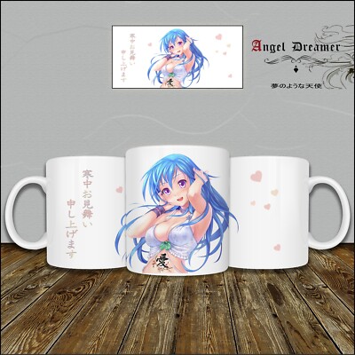 MUG TASSE Manga Sexy Love Tattoos Herz Kalligraphie Rosa Blaue Haare Animiert