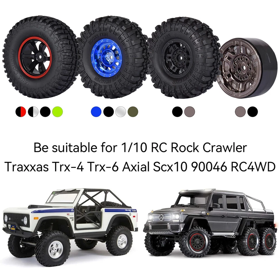 AUSTARHOBBY 1/10 RC Reifen 1,9 Zoll Felge für 1/10 HSP SCX10 TRX4 TRX-6 RC Auto - Bild 3 von 4