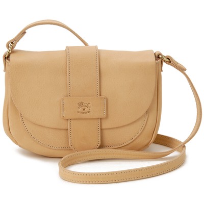 Auth IL BISONTE Small Shoulder Bag Leather Crossbody Naturale BCR282 F/S