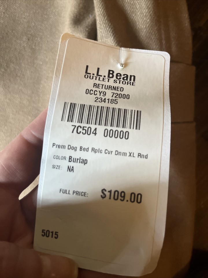 New LLBEAN Premium Dog Bed Replacement Cover Burlap Denim XL Round 109