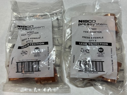 Qty 10 New NIBCO PC603 1" Copper Pipe Adapter PRESS X FEMALE Fitting LOT