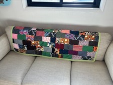 Vintage Quilt Throw Blanket Multi Colored 34  x60  