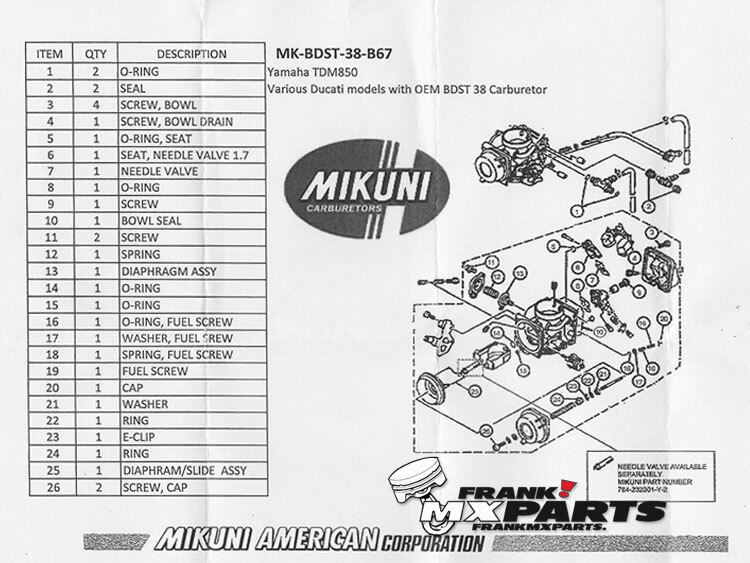 Rebuild kit Mikuni BDST 38 carburetor Yamaha XTZ 750 / repair o