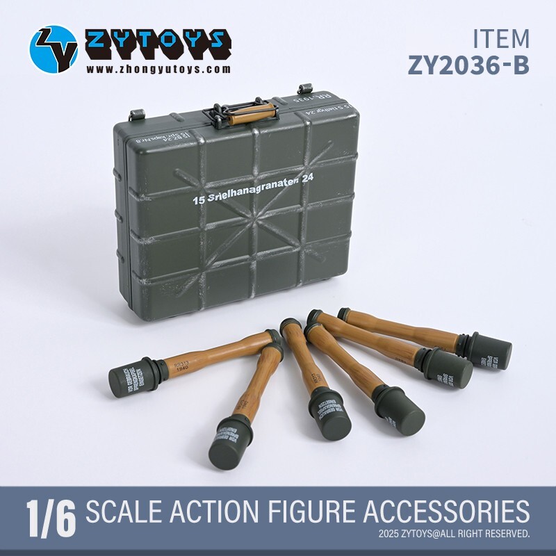 ZYTOYS 1/6 Scale WWII German Grenade Storage Box with 6 Grenades