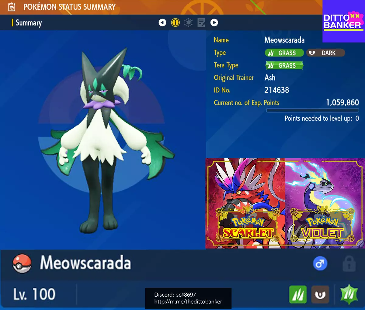 Shiny Meowscarada / Pokémon Scarlet and Violet / 6IV Pokemon