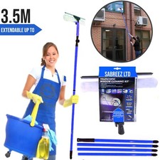 Large Window Cleaning Washing Kit 3.5M Long Pole & Squeegees Cleaner Clean
