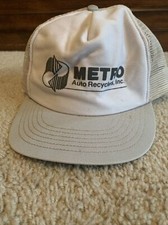Vintage Metro Auto Recyclers Inc Snapback Trucker Hat Mesh Made In The USA