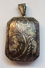 Necklace Etched Design 9 Gms Tested Vtg Sterling Silver Rectangle Locket Pendant