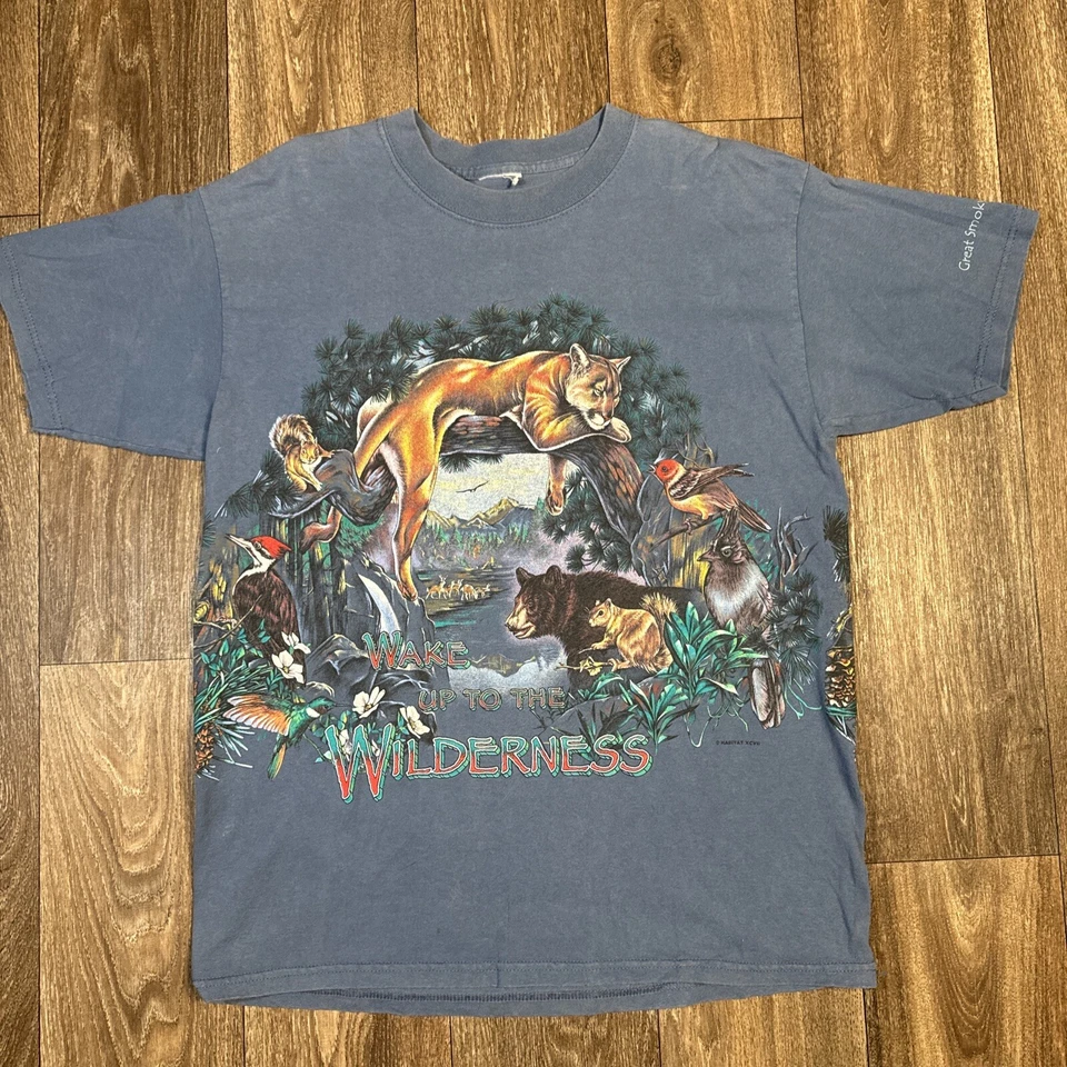 Camiseta envolvente vintage años 90 Wake Up To The Wilderness Amazonas naturaleza animal tierra Foto 2 de 4