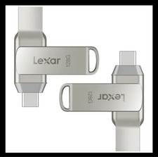 NEW Lexar 128GB 2-in-1 Dual Flash Drive USB-C and USB-A Mac Android PC   2 PACK