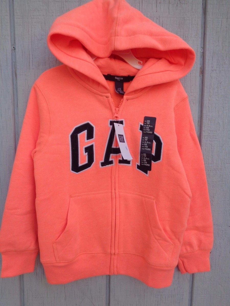 NEW Gap Kids Orange Hoodie Boys Girls Hooded Zip SZ XS 4 - 5