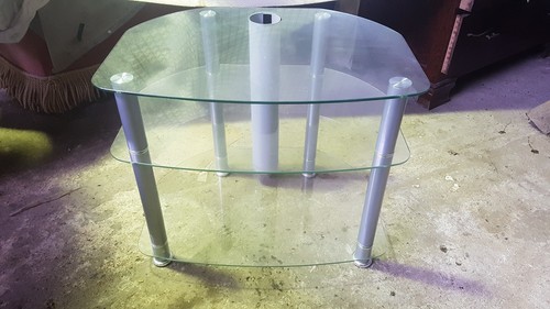 TV-Ständer 3 Ebenen aus Glas und Chrom