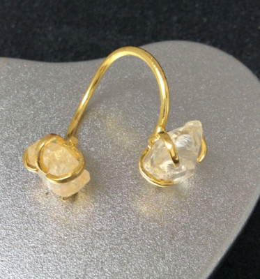 Spiritueller offener Ring Rohkristall Rosenquarz im Geschenkbeutel
