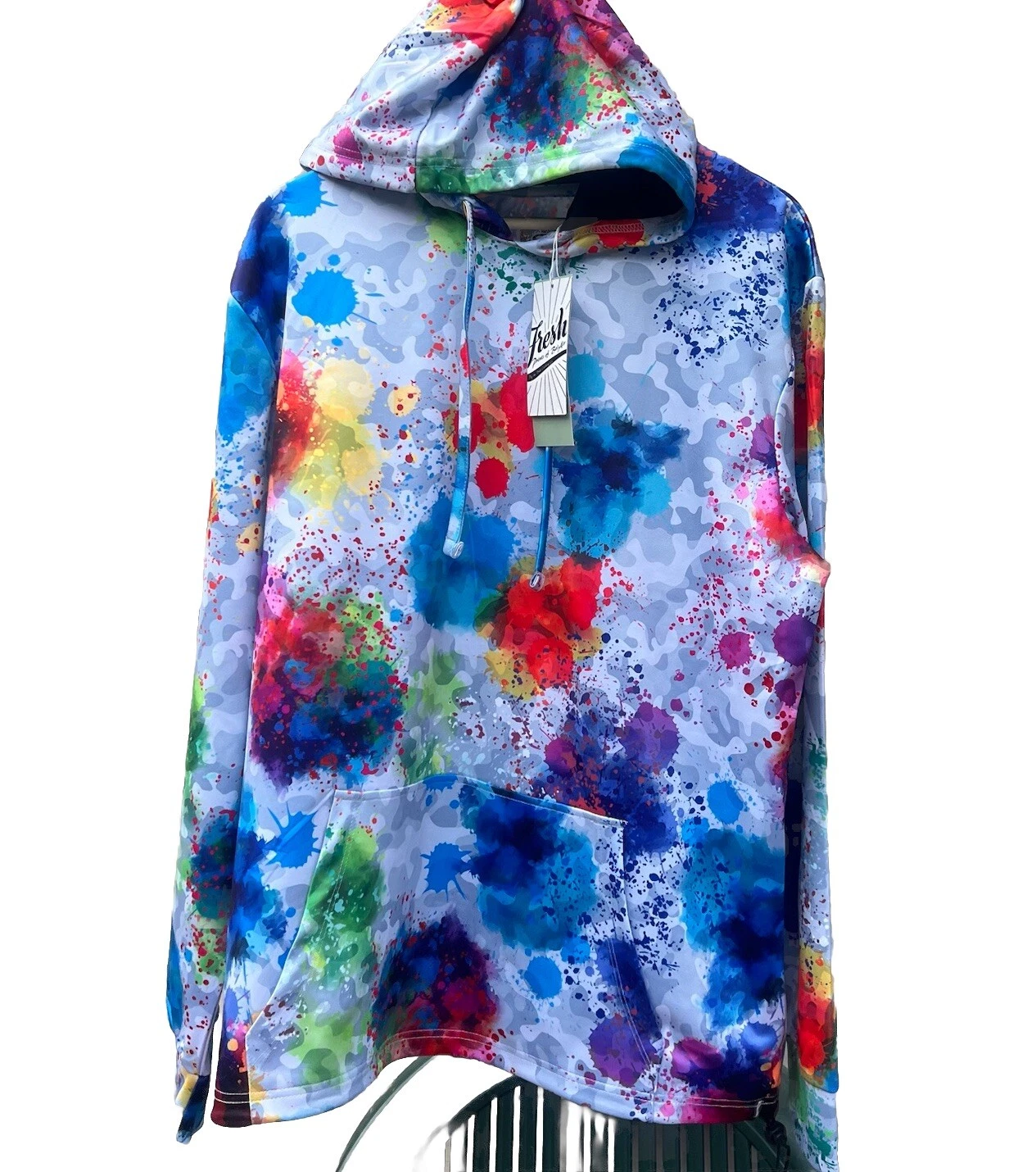 Multi Color pullover hoodie Size L , Beach Travel Fun Teacher Mother Artist Art