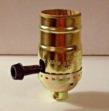 BRASS PLATED 3-WAY TURN KNOB LAMP SOCKET LAMP SWITCH FOR 3-WAY BULB NEW 30606K