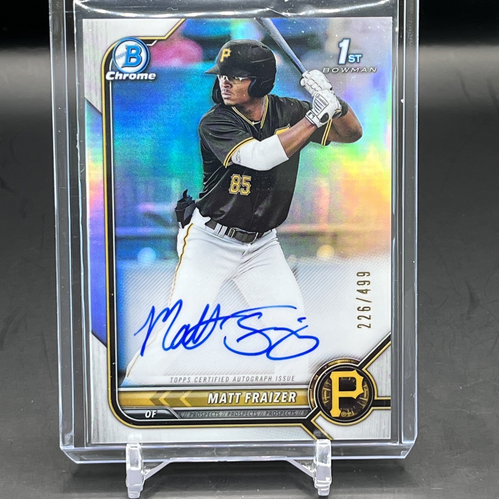 2022 Bowman Chrome 1st Matt Fraizer Refractor Auto #/499 Pirates ROOKIE RC SP