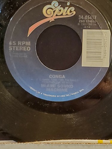 GLORIA ESTEFAN & MIAMI SOUND MACHINE 7" 45 RPM "Conga" "Mucho Money" VG cond.